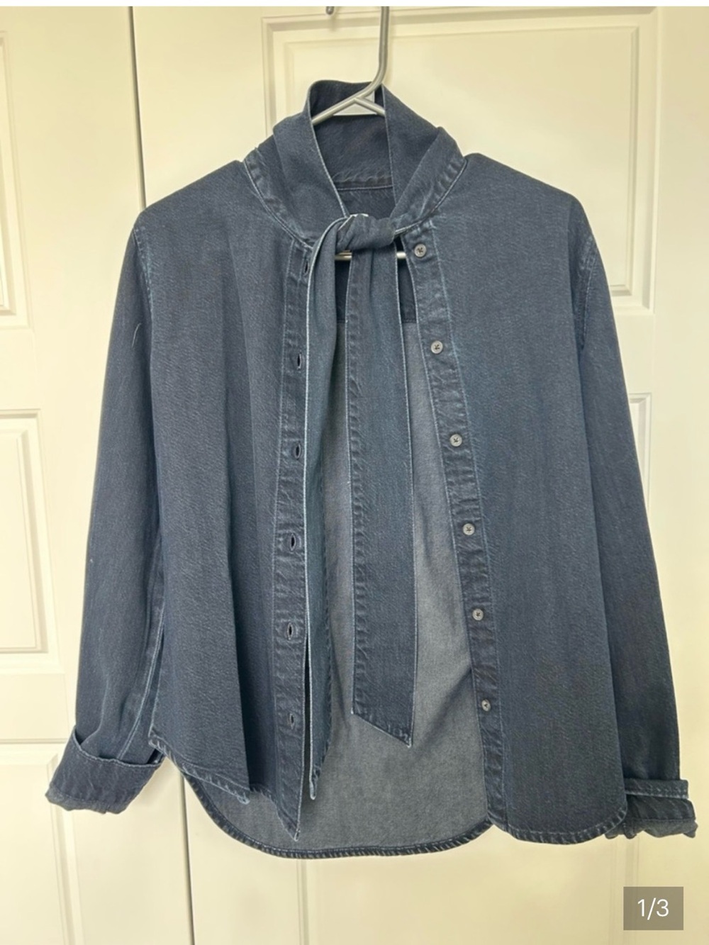 DL1961 Indigo Tie-Neck Denim Shirt Jacket